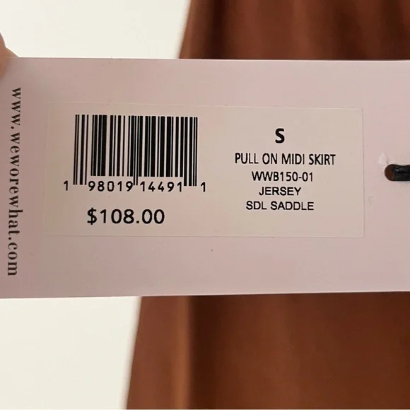 WeWoreWhat Women's Small Pull On Jersey Stretch Midi Skirt in Saddle - Picture 10 of 13